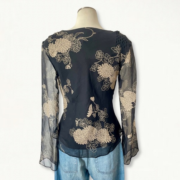 NWT Vintage 90s Y2K Ice Sheer Floral Chiffon Romantic Flowy Top Size 6 - Picture 6 of 11